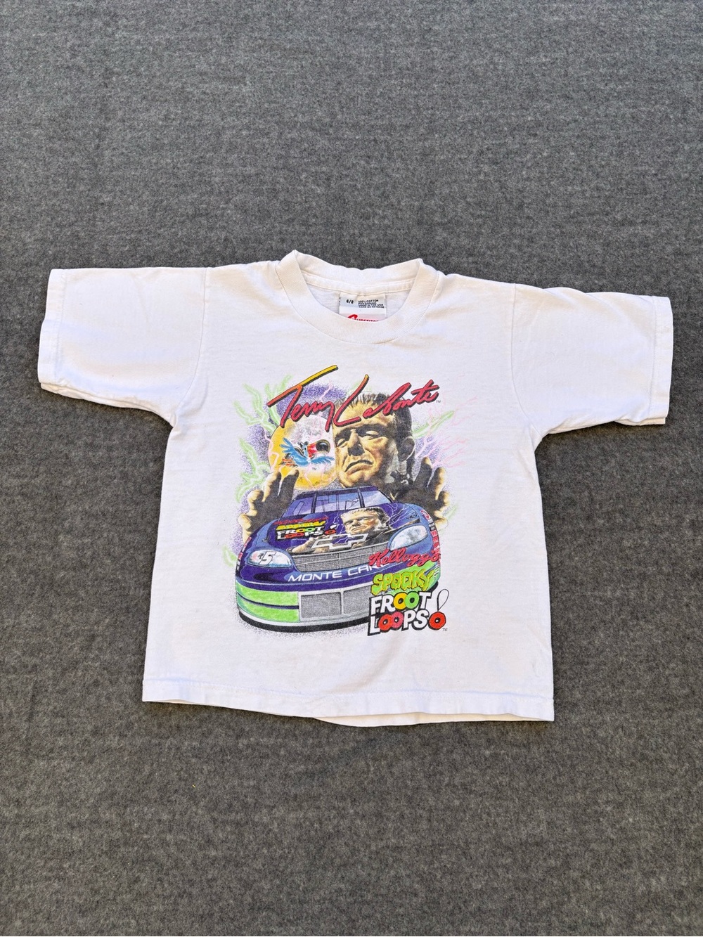 Vtg Kids Nascar 1997 Terry  Labonte Kellogg’s Spooky Fruit Loops shirt size 6/8